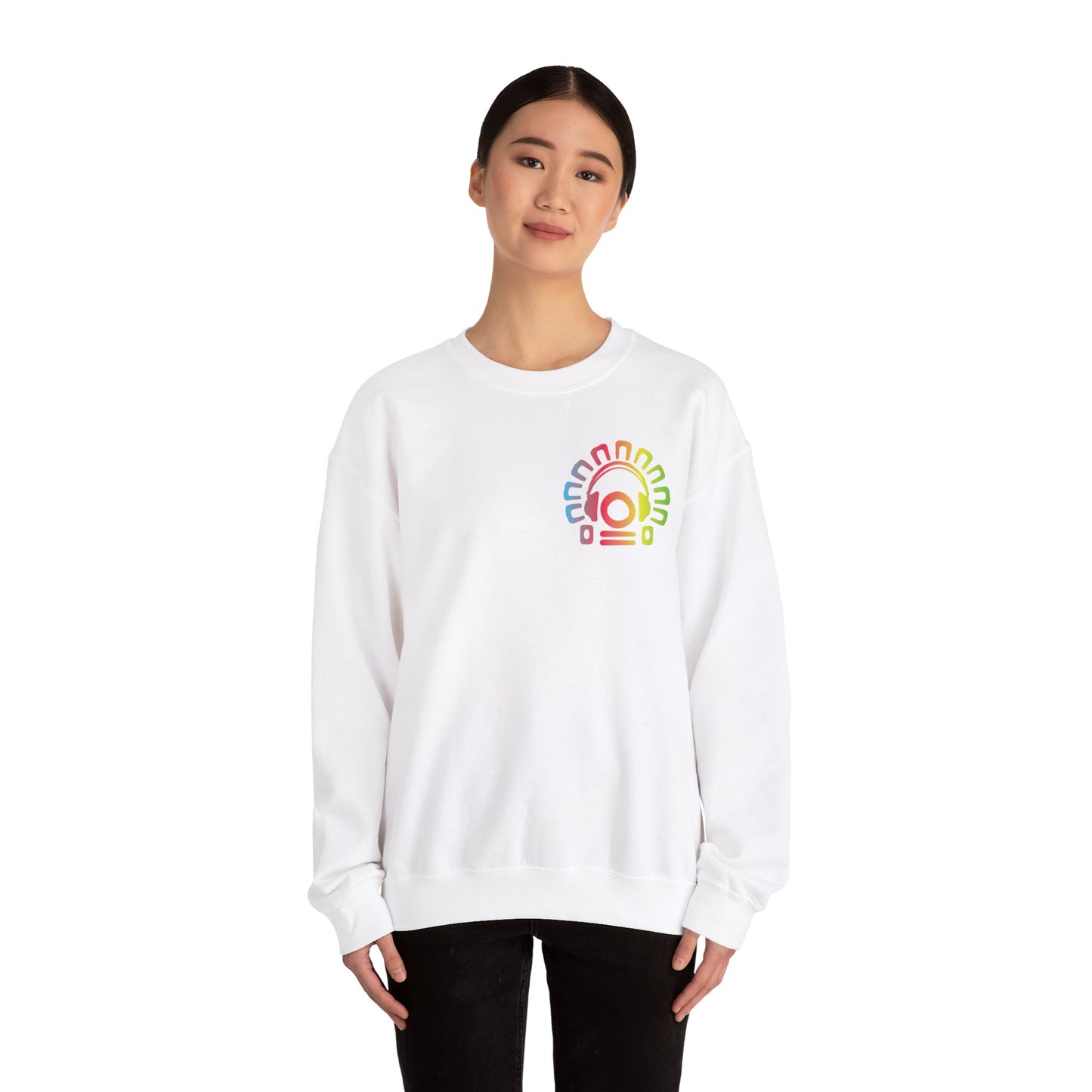 Unisex Heavy Blend™ Retro Vibes Crewneck Sweatshirt - Rainbow Design