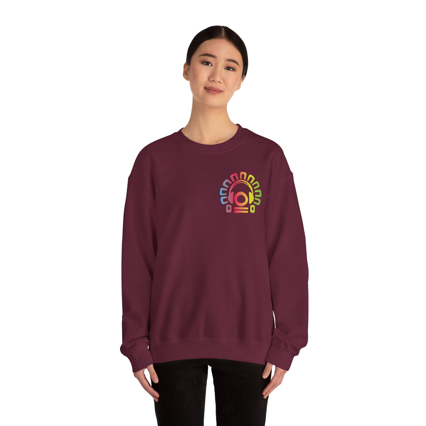 Unisex Heavy Blend™ Retro Vibes Crewneck Sweatshirt - Rainbow Design