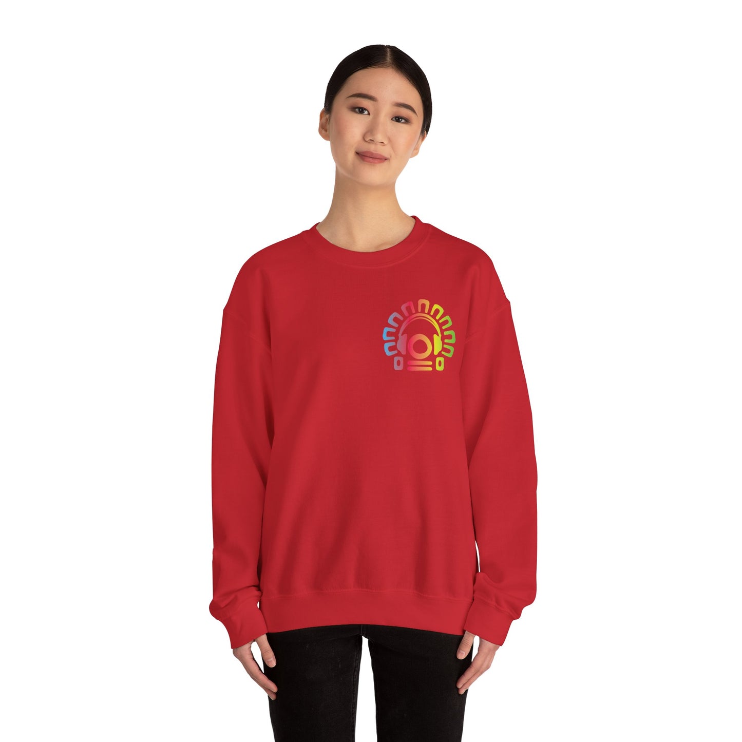 Unisex Heavy Blend™ Retro Vibes Crewneck Sweatshirt - Rainbow Design