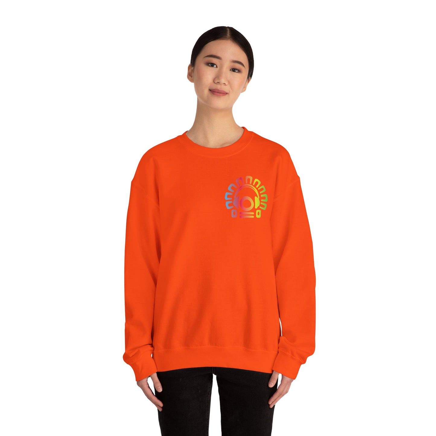 Unisex Heavy Blend™ Retro Vibes Crewneck Sweatshirt - Rainbow Design