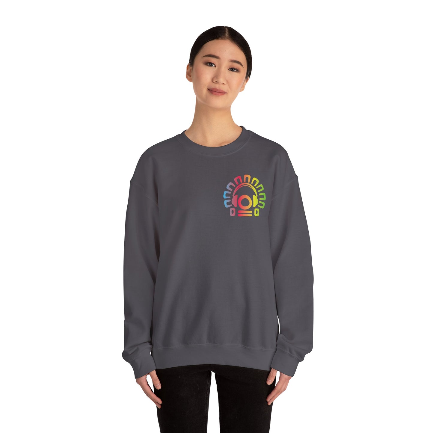 Unisex Heavy Blend™ Retro Vibes Crewneck Sweatshirt - Rainbow Design